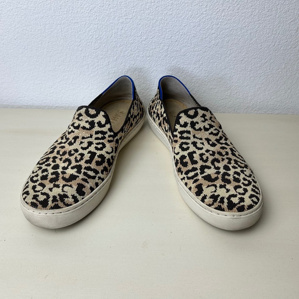 Rothy's City Slip On Sneakers Women's 8.5 Leopard Print Washable Knit Shoes - Picture 4 of 8